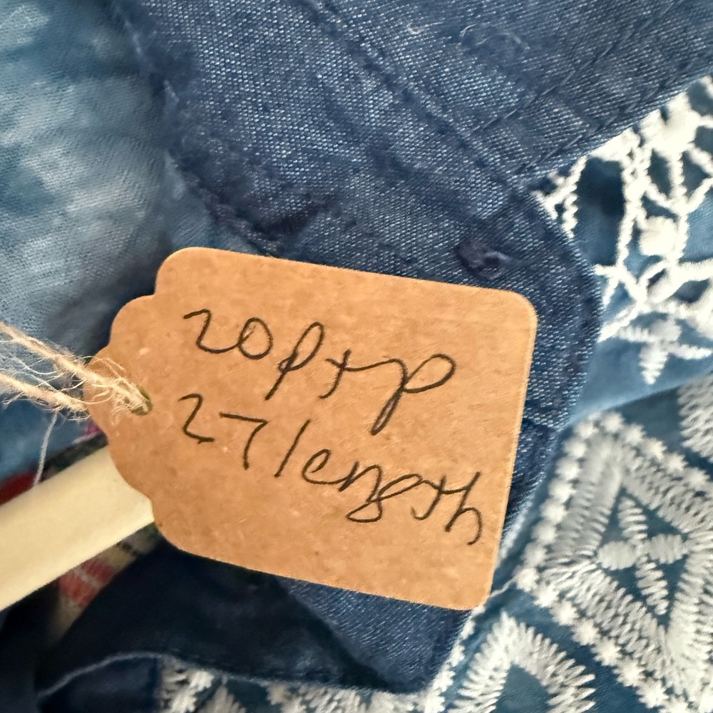 John Mark Embroidered Patchwork Lace Blue Tie-Dye… - image 5